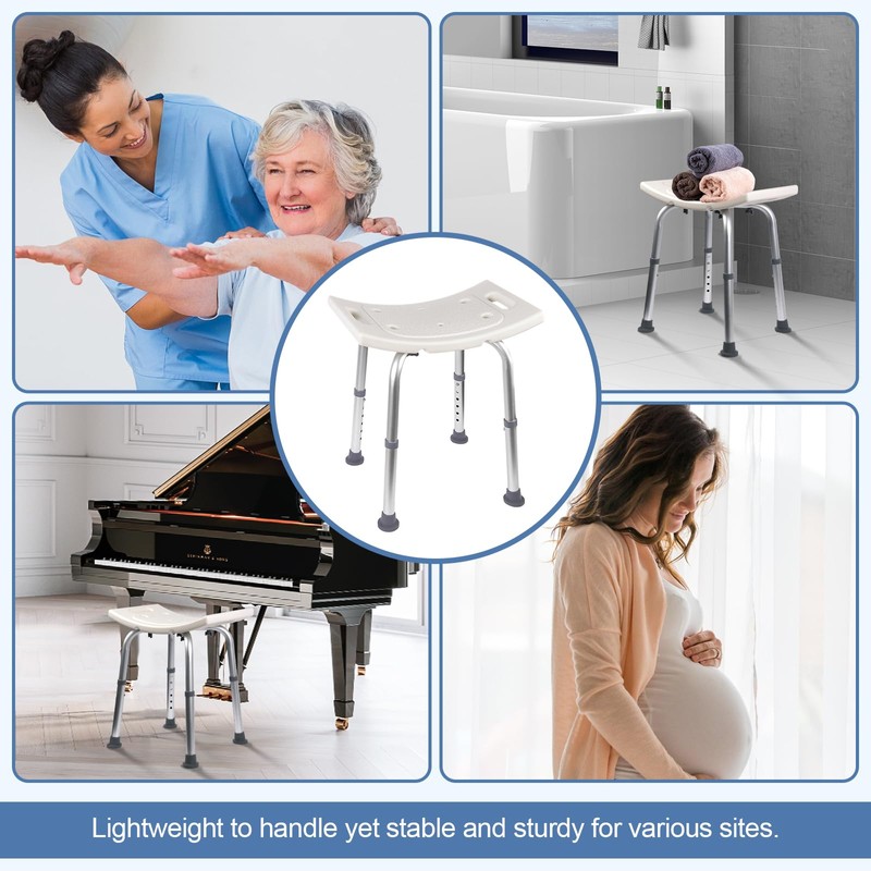 Ez2care Shower Chair, Adjustable Non-Slip Shower Bench with Suction Feet,