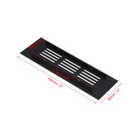 PATIKIL 6 x 2 Inch Door Air Vent Cover, 2pcs Aluminum Grille Ventilation Cover Louvered with Mounting Screws for Cabinet Wardrobe Door, Black