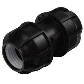 Agora-Tec PE Fitting Pipe Connector 40 mm to 40 mm for PE Pipe 40 mm, Black, Polypropylene, Pack of 1