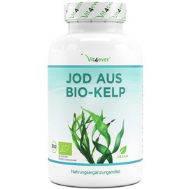 Organic Kelp (Natural Iodine) - 365 Tablets with 200 μg Iodine from Organic Brown Algae - Laboratory Tested - No Unwanted Additives - High Dose - Vegan