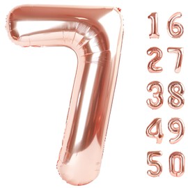 Rose Gold Number 7 Baiioons 40 Inch Number Balloons Giant Jumbo 17 27 37 Foil Mylar Helium Number Digital Balloons Champagne Gold 70 Birthday Party Anniversary Events Party Decorations