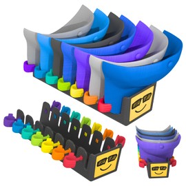 BRUBEQO Hat Organizer Hat Rack Stand 2-Pack,Hold Up to 14 Caps,Rainbow Hands Baseball Cap Organizer Holder,Non-Wall Storage with Smiling Face, Anti-Slip Base for Desktop/Closet (Organizador)