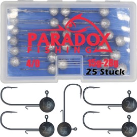 Paradox Fishing Jig Heads Set 4/0 25x I 5x 15g/18g/21g/24g/28g I Jig Heads Rubber Fish with Jig Head for Rubber Fish Zander Fishing Accessories
