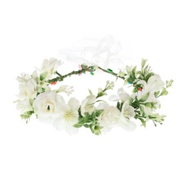 Lucky Summer Woodland Wedding Flower Headband Greenery Floral Crown Wreath Photo Prop(White)