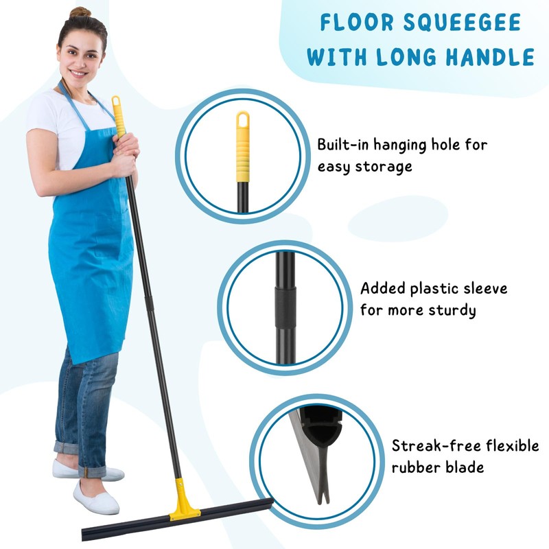 Floor Squeegee for Concrete, 30'' Large Rubber Broom for Tile,