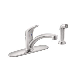 American Standard 7074040.075 Colony Pro Single-Handle Kitchen Faucet with Side Spray and Deckplate, Stainless Steel