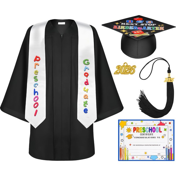 2025 Preschool Kindergarten Graduation Cap Grown with Tassel Graduation Stole