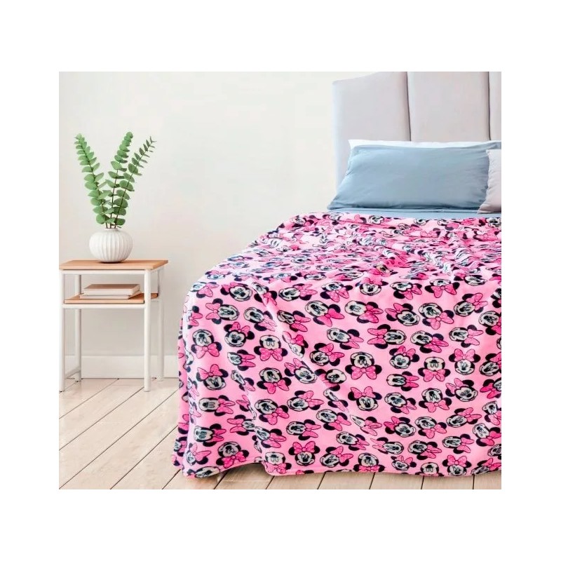 Tesso Cobertor Individual Matrimonial Ligero Frazada Pink Minnie