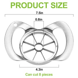 Omnikryp Apfelschneider, Edelstahl Apfelteiler, Apfelspalter mit Scharfer Klinge, Apfelausstecher für 8 Gleichmäßige Stücke, Obstschneider Ideal für Äpfel, Birnen, Drachenfrucht, Tomaten, Kartoffeln