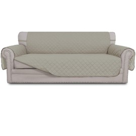 Easy-Going Reversible Oversized Couch Cover for 3 Cushion Couch Sofa Cover for Dogs Water Resistant Furniture Protector Cover with Foam Sticks for Pet (Oversized Sofa, Beige/Beige)