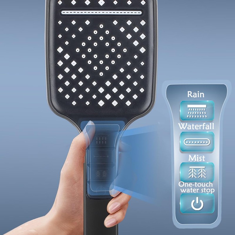 Shower Head, Water Saving with Stop Button, Hand Shower, Pressure