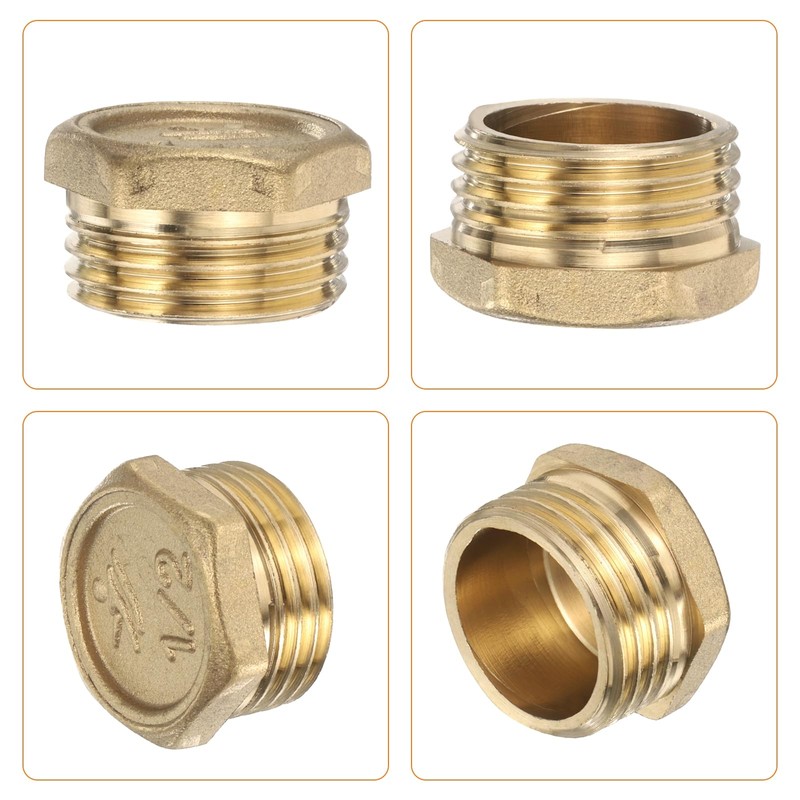 sourcing map 6 Pcs Brass Outer Hex Thread Fittings, G1/2"