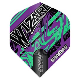 WINMAU Prism Delta Wizard Purple and Green Dart Flights - 1 Set per Pack (Total 3 Flights)