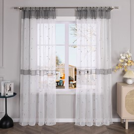 Embroidery Voile Curtain Pack of 1 Curtains Scarf