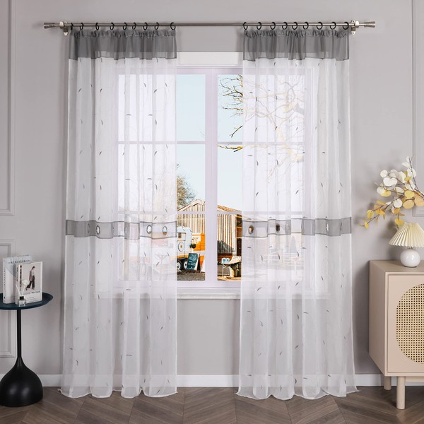Embroidery Voile Curtain Pack of 1 Curtains Scarf