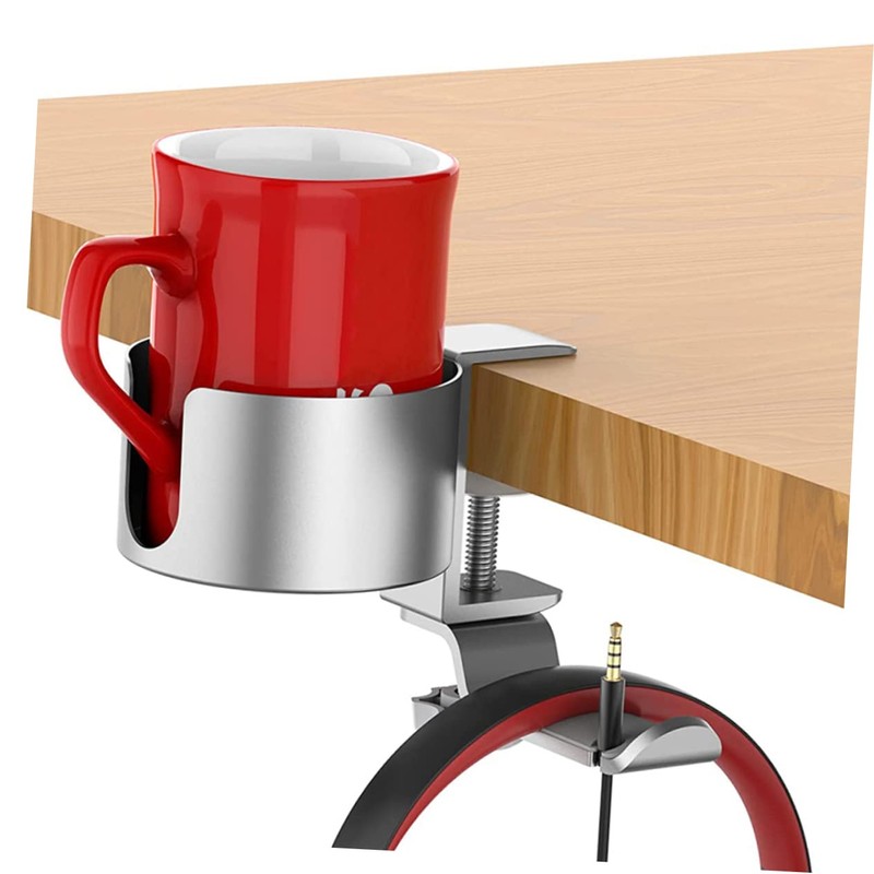 Mobestech Adjustable Multi Function Cup Holder Rotating Headphone Hanger for