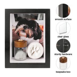 Dog Memorial Shadow Box Frame 5x7 with Paw Print Kit and Fur Keepsake Box Small Pet Memorial Frame Box for Dogs and Cats That Passed Pet Death Sympathy and Remembrance Gift for Pet Owners