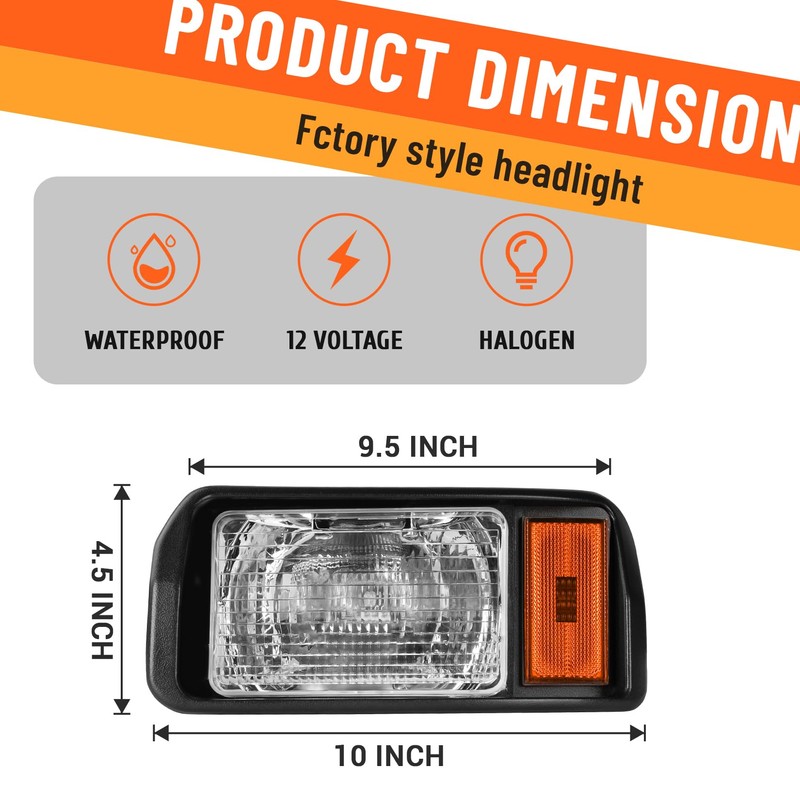 Drive-up Golf Cart Headlights, Halogen Headlights Factory Style for Club