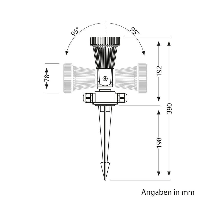 ledscom.de PIRK Outdoor Garden Spotlight with Ground Spike IP44 Black