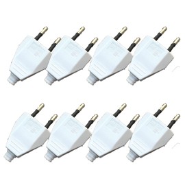 GERUI Euro Plug Flat, 8 Pieces Euro Flat Plug, Power Plug Flat (220 V, 2.5 A), Euro Plug Flat Screw Connection Loose - White