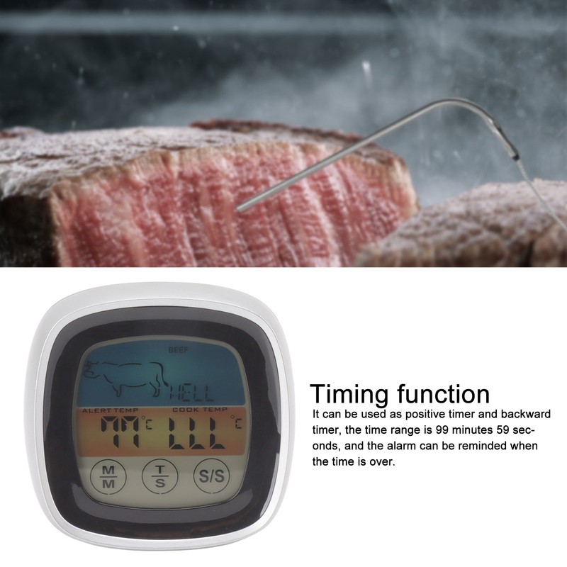 Food Touch Thermometer Kitchen Digital Display Timer Thermometer Field Barbecue
