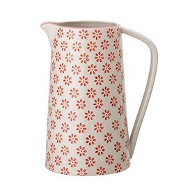 Bloomingville Susie Retro Jug Milk Vintage Water Carafe Diameter 10 x Height 17 cm Red Ceramic Holds Approx. 800 ml