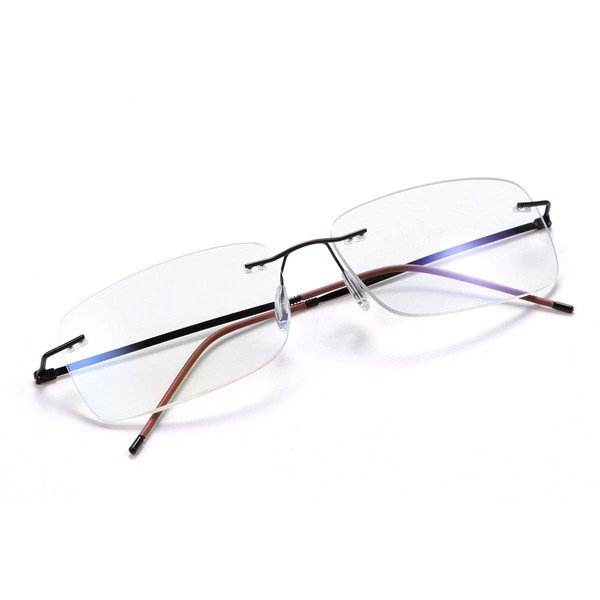 Rimless Progressive Multifocus Reading Glasses Blue Light Blocking No Line