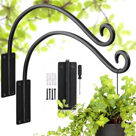 Lifyzoon Heavy Duty Plant Hanger Bracket - Outdoor Hand-Forged Hanging Plant Bracket Durable and Stable Bird Feeder Hanger - 16Inch 2Packs