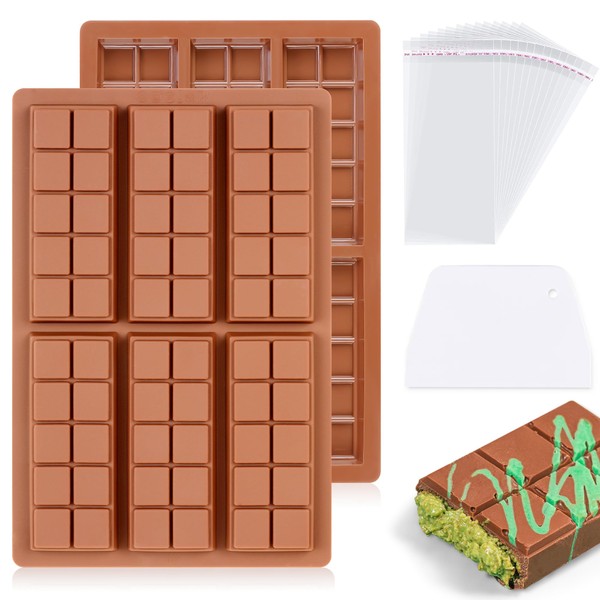 KASHME 2 Pcs Chocolate Bar Mold Deep Dubai Stuffed Silicone