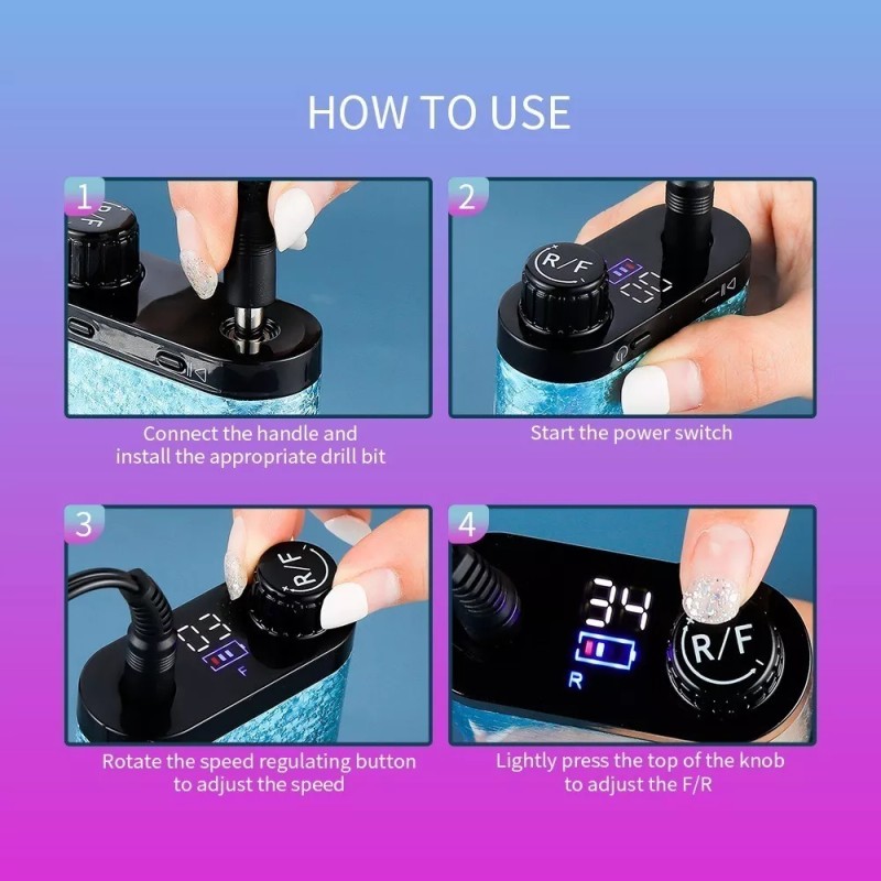 ForeverLily 35000rpm Pulidor Esmeril Eléctrico Taladro De Uñas Rosa