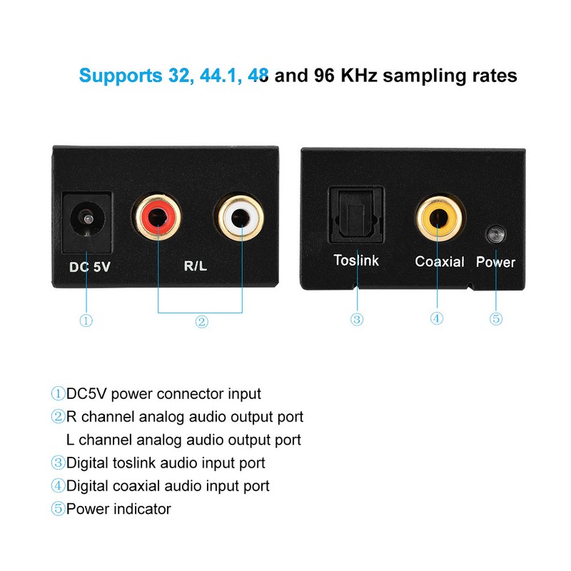 Digital Analog Audio Converter Optical Fiber to Analog Digital Audio