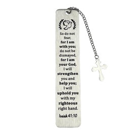 Bible Bookmarks Book Markers, Metal Christian Bookmark Gift Accessories (Isaiak 41:10)