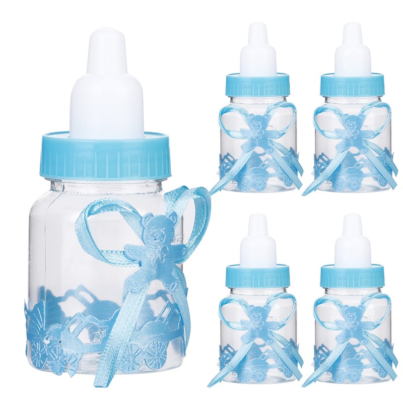 24pcs Lovely Plastic Milk Bottle Candy Box Fillable Bottle Baby