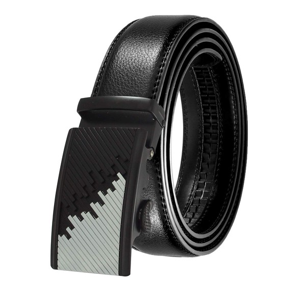 JINIU Men's leather Slide Ratchet Belt Casual with Automatic Buckle