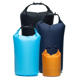 YUMQUA Waterproof Packaack Set of 4, Lightweight Waterproof Bags Keep Equipment Dry for Outdoor Backpacking Camping Hiking Kayaking, 2L + 8L + 10L + 20L, Orange+Blue+Navy+Black, Bags