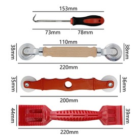 Wjelet 4 Pcs Window Fitting Tools, Window Glazing Tools, Curved Shovel, Leather Strip Press Wheel, Gasket Hook Multi-Functions Window Gap Adjustment Installation Tool