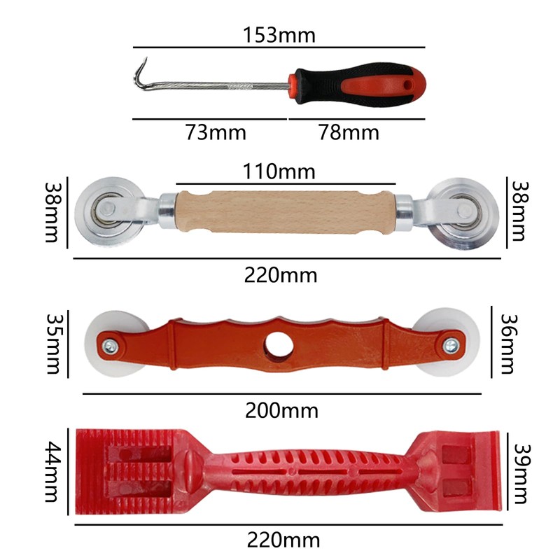 Wjelet 4 Pcs Window Fitting Tools, Window Glazing Tools, Curved