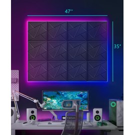 22 pack Sound Proof Foam Panels for Walls, High Density Acoustic Panels for Home Studio Office Decoration, 12" X 12" X 0.4"Wall Panels with Self-adhesive, Noise Reduction & Sound Absorption-Black