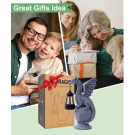 Qeeman Dragon on Ball with Solar Lantern Statues: Garden Decor Outdoor Decorations Art Figurine for Patio Balcony Yard Lawn