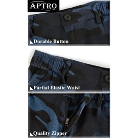 APTRO Men's Cargo Pants Camo Casual Work Military Tactical Pants Blue Camo 40