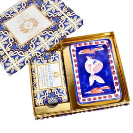 Natural Soap Bar and Soap Bar Holder Gift Set, Vegan Soap with Shea Butter & Jojoba Oil, Gluten Free, 100% Natural Organic Soap Ingredients, Cruelty Free, Made In Italy (Acqua Marine [fish])