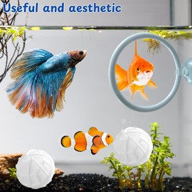 Betta Fish Exercise Hoops,Betta Fish Toys for Small Tank - with Suction Cup and 3 Aquarium Filter Balls Betta Turtles Exercise Toys for Small Tank