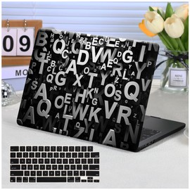 for MacBook Air 13.6 inch Case M4 M3 M2 2025 2024-2022 Release Model A3240 A3113 A2681, Protective Hard Shell Case Cover for MacBook Air M2 M3 M4 13 inch,Letters