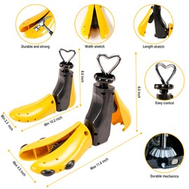 x-vesolje Shoe Stretcher Women Men, 2-Way Boot Stretcher, Stretch Length & Width, Unisex Shoe Widener Stretcher for Wide Feet, Yellow, women Size 9-14, Men's 8-13