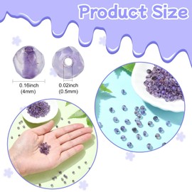 Airssory 200 pcs 4mm Natural Agate Loose Beads Purple Faceted Round Gemstone Beads for DIY Jewellery Making Bracelet Necklace Earrings Crafts