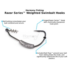 Harmony Fishing - Razor Series Weighted Swimbait Hooks (5 Pack) (3/16 oz (#4/0))