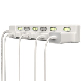 FUMITAKE Power Strip, 6 Outlets, 6.6 ft (2 m), Extension Cord, Wall Hanging, Thunder Guard, Individual Switch, PSE Technical Standards Compliant, Dust Shutters, Fire Prevention Safety Tap, Lamp