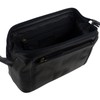 Oakridge Leather Mens Top Frame Washbag/Toiletry Bag - Black