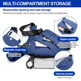 Anti-theft shoulder bag, men's shoulder bag, anti-theft bag, chest bag, anti-theft bag, security bag, travel for men and women, blue