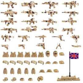 MaozyHomie 63 Pcs Military Weapons Set Accessories U.K Special Forces Weapons Toys Military Equipment Battle Blocks Bricks Compatible with Major Brand, 3 Years Old and up